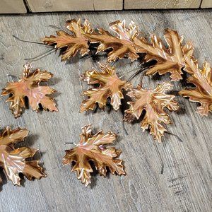 vintage Homco metal wall hanging copper color maple leaves